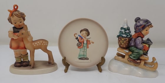 2 Hummel Figurines & Miniature Plate