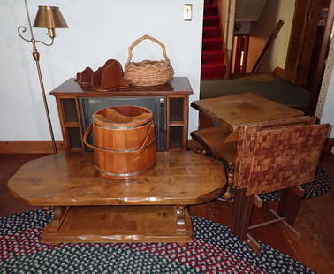 Coffee Table Corner Shelf Floor Lamp & Misc: Coffee table is apprx 22 1/2" x 52" x 15 1/4" tall. Take what you want and leave the rest. No in house shipping !