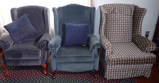 3 Wing Chairs incl Recliner