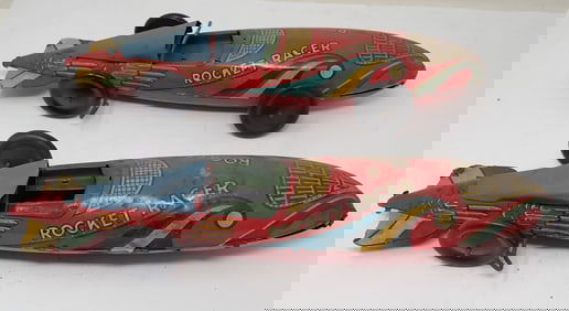 2 Marx Rocket Racer Tin Wind Up Cars