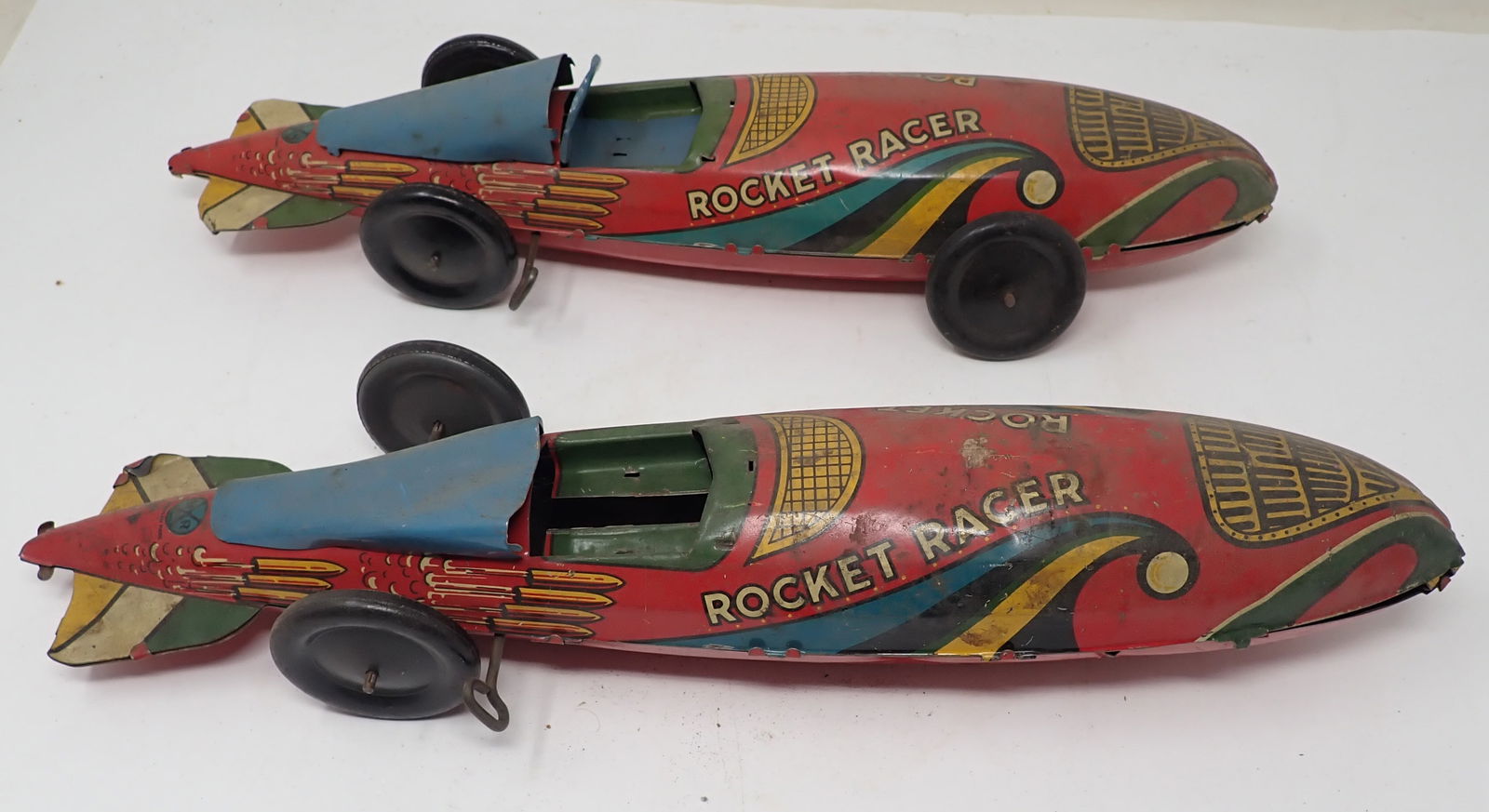2 Marx Rocket Racer Tin Wind Up Cars (1 of 12)