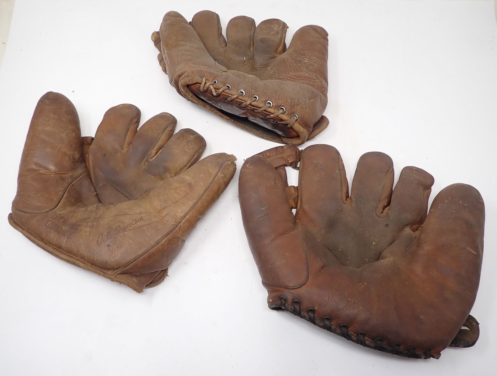 3 Antique Baseball Gloves (1 of 7)