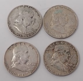 4 Franklin Half Dollars 1950 1963 1951