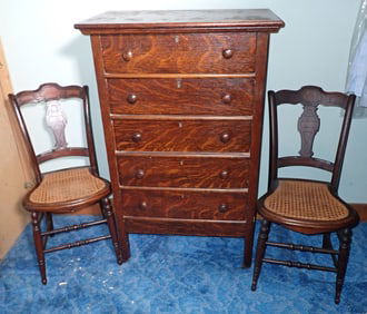 5 Drawer Chest & 2 Side Chairs