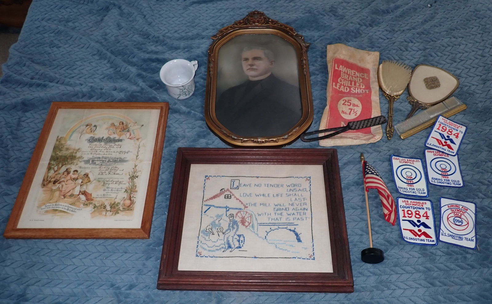 Needlepoint Patches Vanity Set Lawrence Lead Shot Bag & Misc (1 of 8)