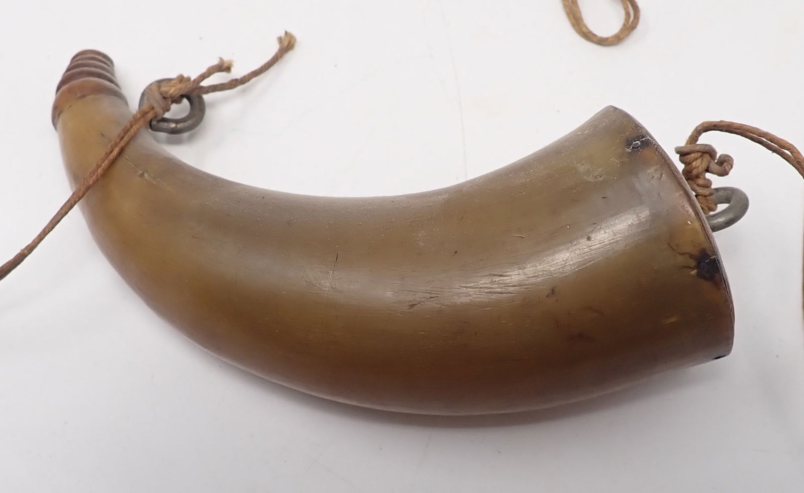 Powder Horn: Approx 2" in diameter and 6" long. Shipping available