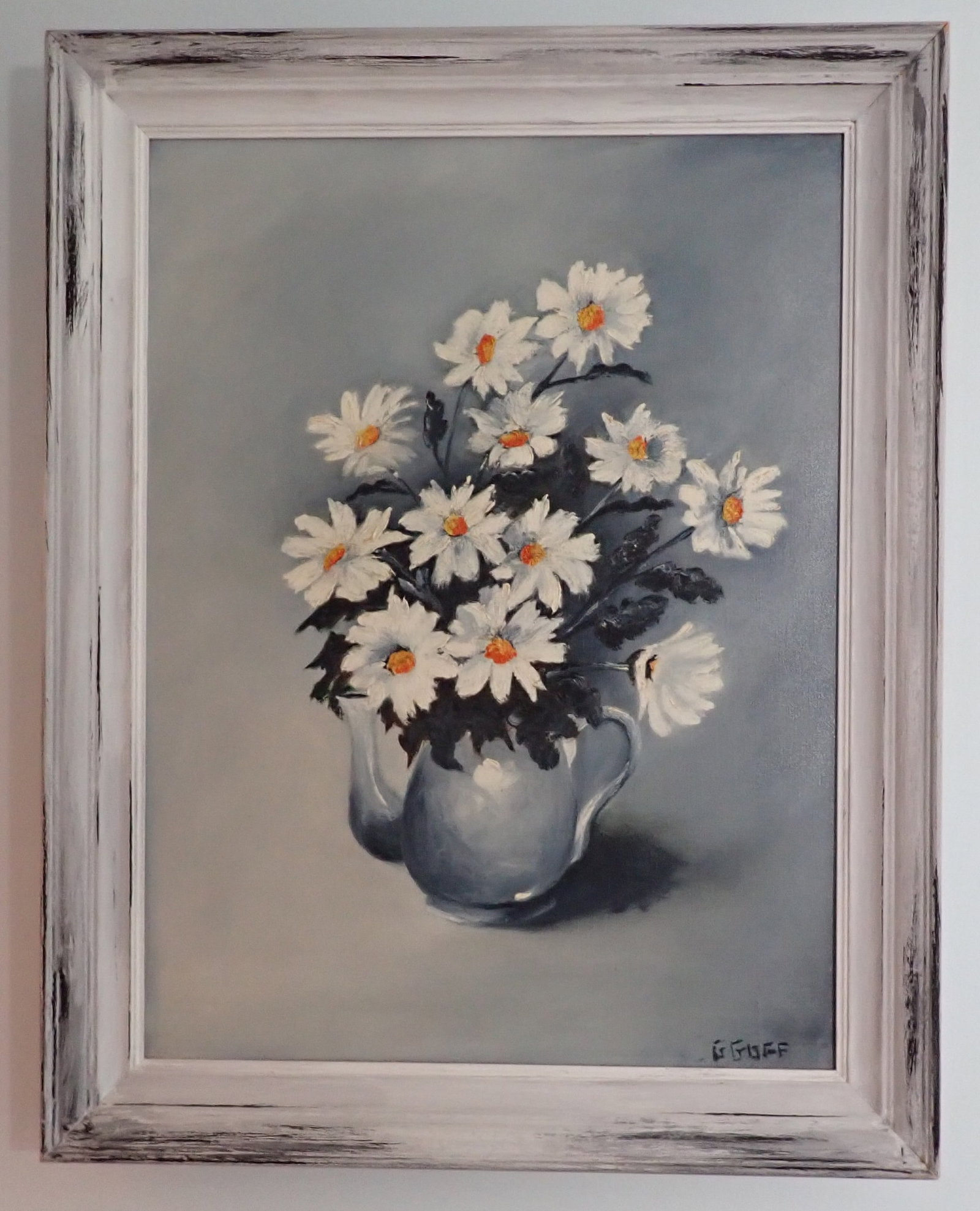 G. Goff Daisies Oil on Canvas Painting: Apprx 22" x 28". Shipping available ($40 handling charge, plus postage)