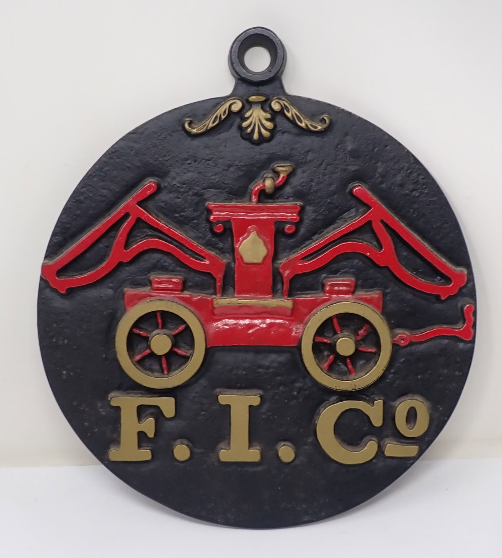 Cast Aluminum Firemans Insurance Plaque: Approx 11 1/8" in diameter. Reproduction