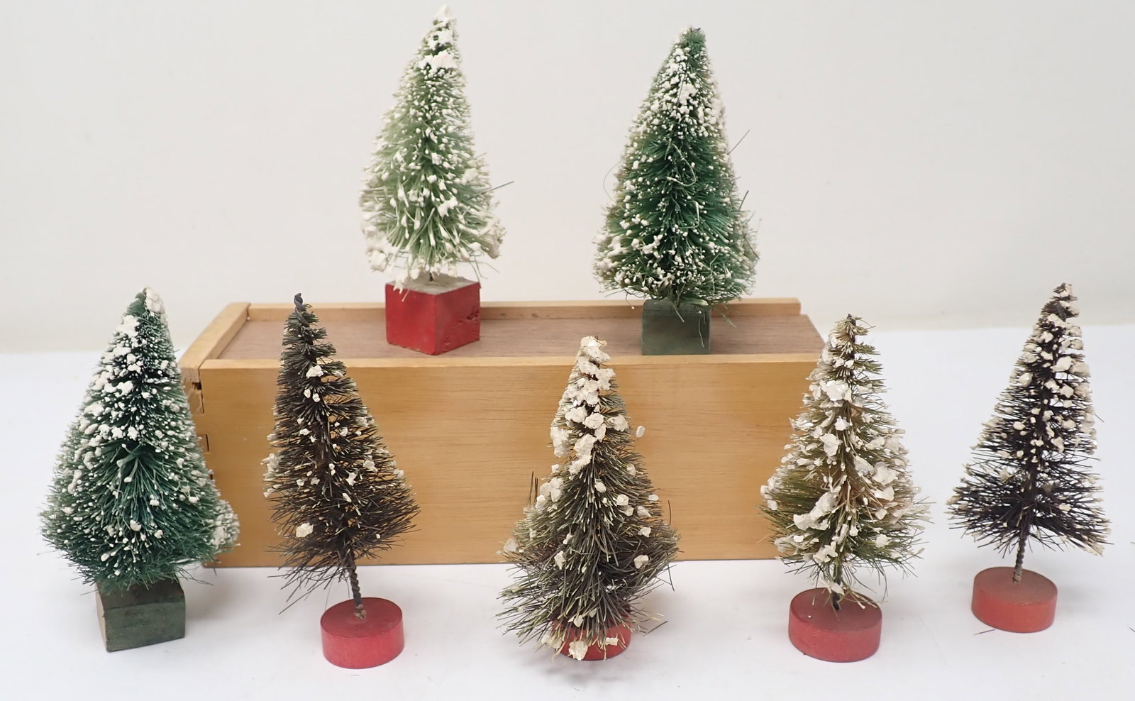 Vintage Brush Christmas Trees: Tallest are apprx 4" tall. Shipping available