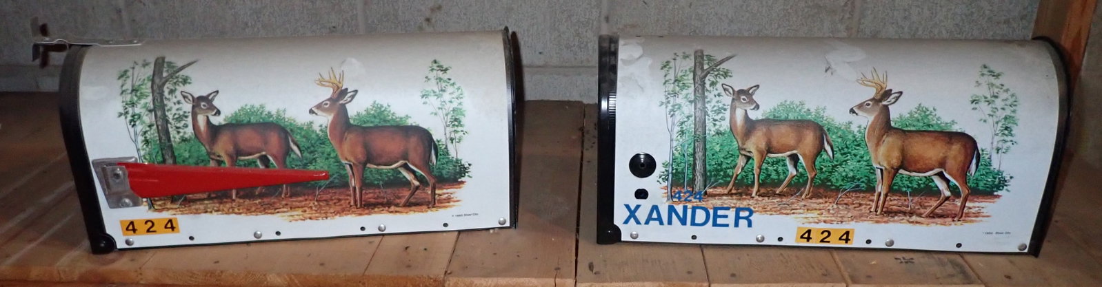 2 Mailboxes: Apprx 6 1/2" x 19" x 8 3/4" tall. No in house shipping
