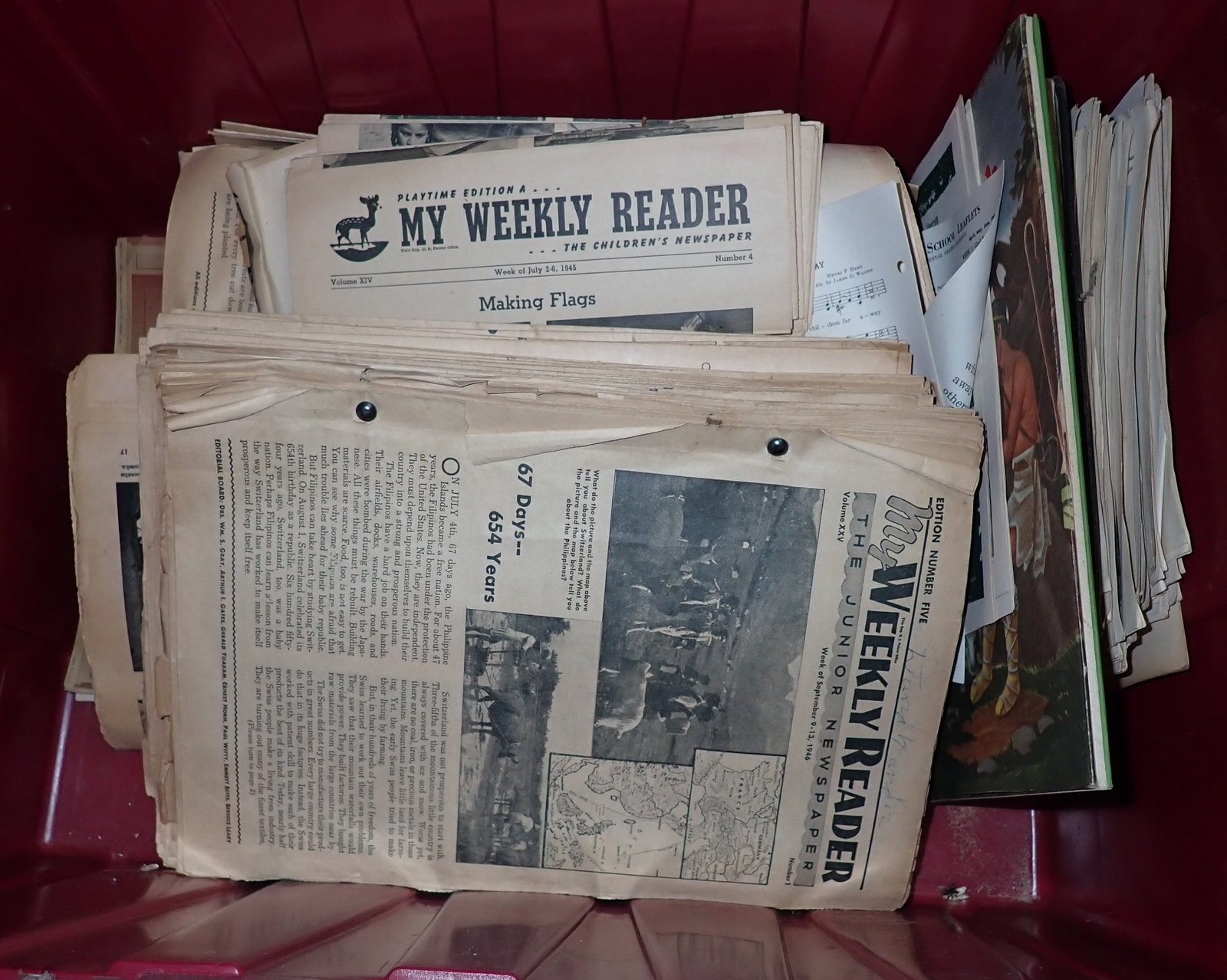 1940's My Weekly Readers & Misc: Tote is also included. NO in house shipping
