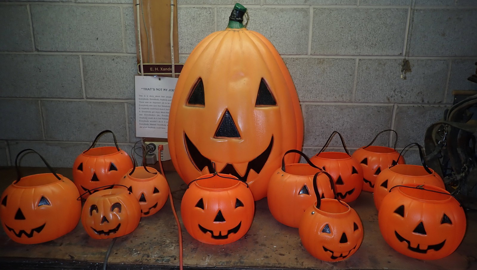 Blowmold Jack O Lantern & Bucket Lights: Blowmold is approx 29" tall. No in house shipping ! All buckets have the bottoms cut out of them.