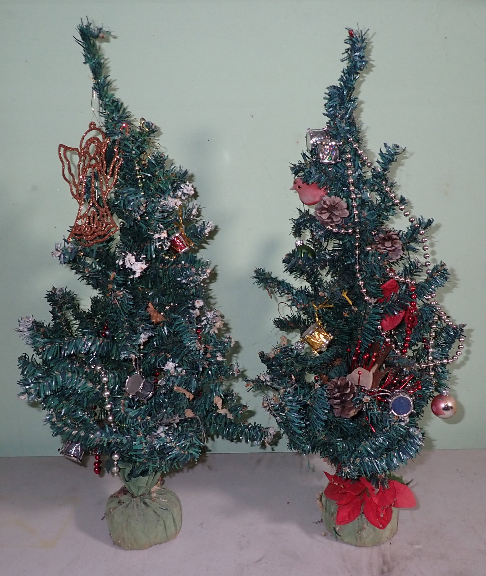 2 Vintage Christmas Trees: Approx 23 1/2" tall. No in house shipping
