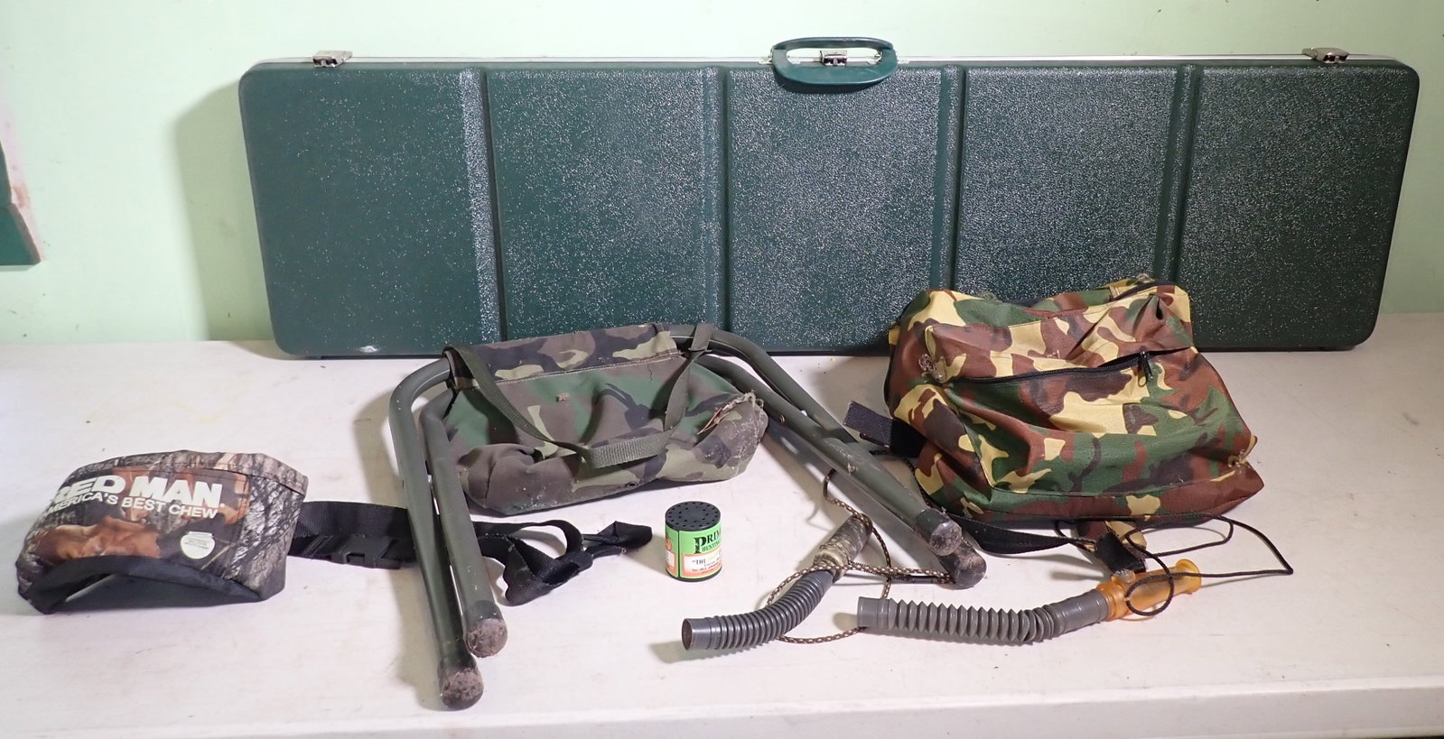 Hard Gun Case Game Calls Stool & Bags: Case is approx 13 1/2" x 52 1/4". No in house shipping