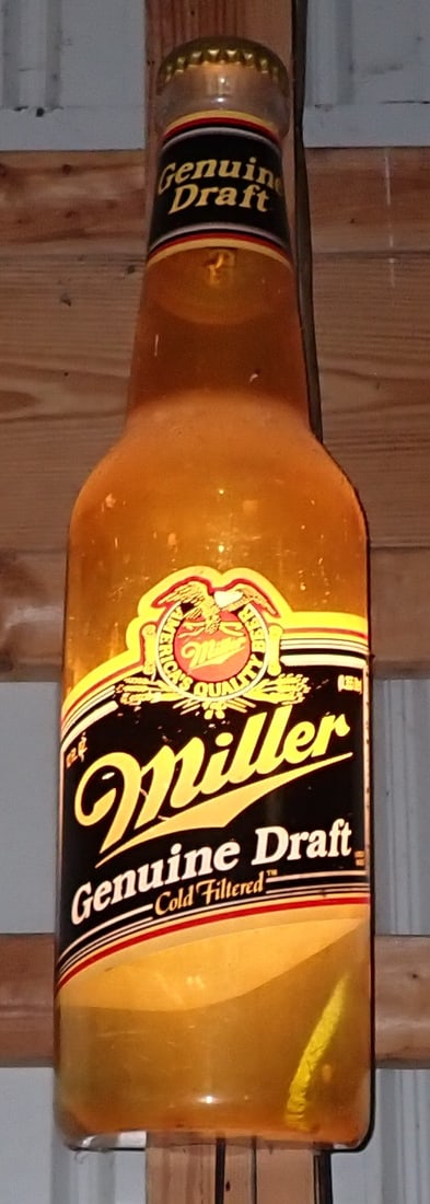 Miller Beer Bottle Lighted Bar Sign (1 of 2)