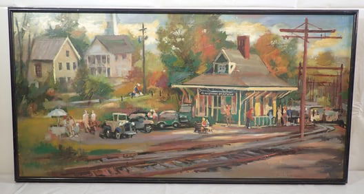 John Reilly Gladstone Train Station Oil Painting