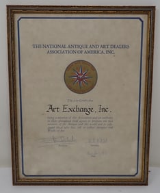 National Antique & Art Dealers Art Exchange Certificate