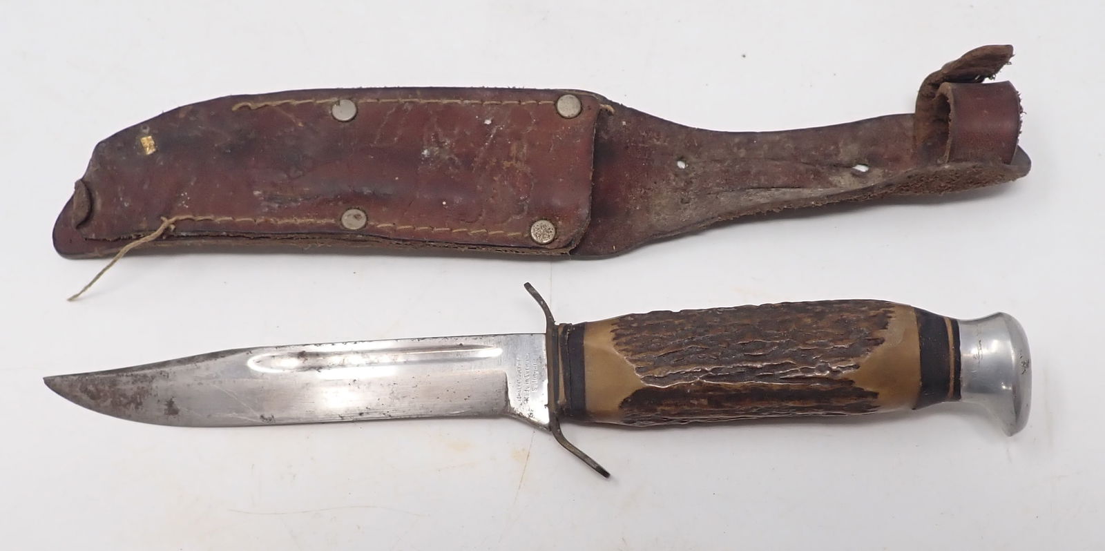 Ideal Bone Handle Hunting Knife: Approx 8 1/2" long. Shipping available