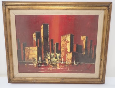 D. Bogart Oil on Canvas Cityscape Painting