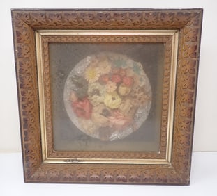 Flower Arrangement in Deep Carved Frame / Shadow Box