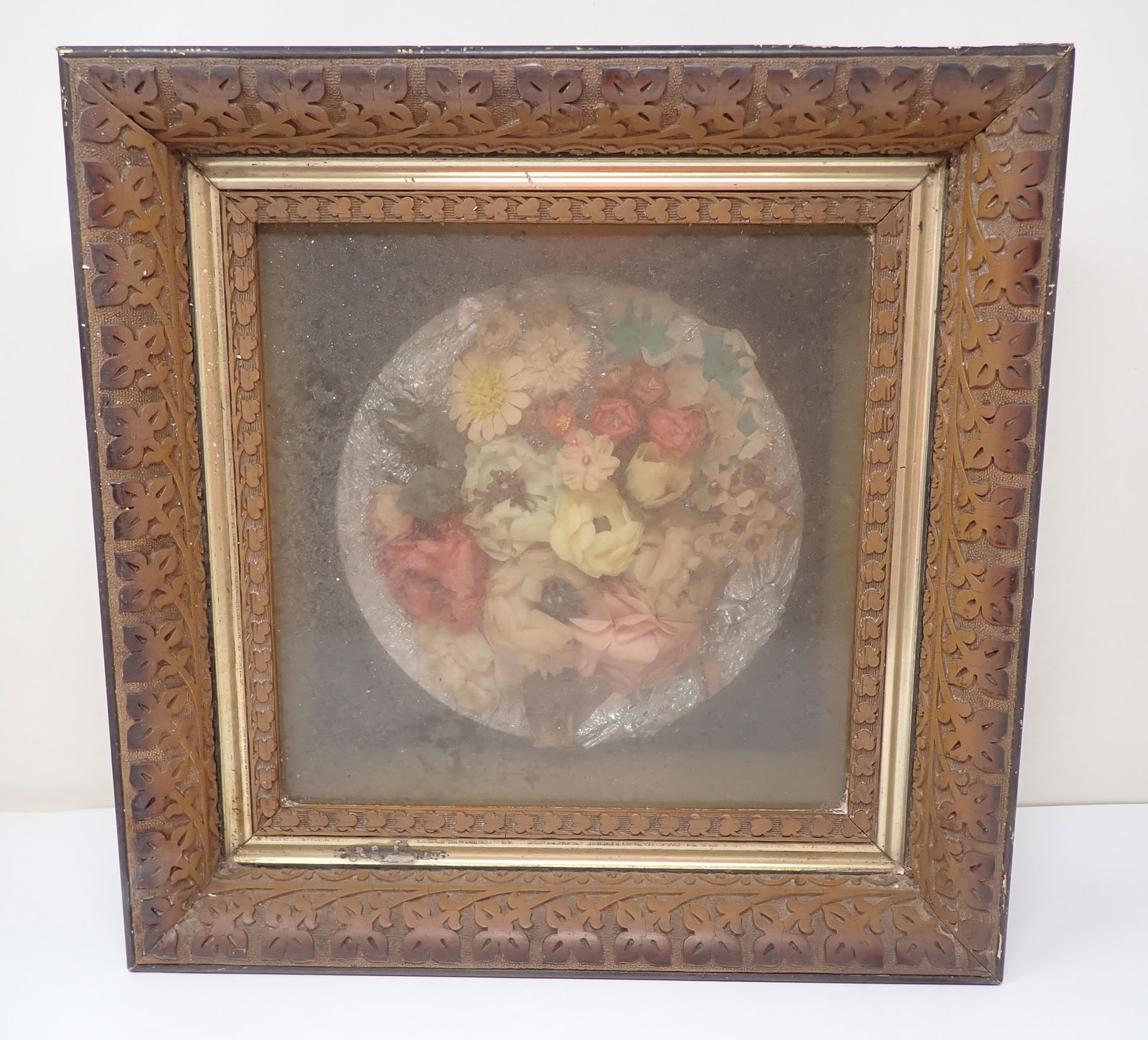 Flower Arrangement in Deep Carved Frame / Shadow Box (1 of 5)