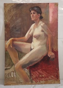 John Reilly Nude Oil on Board Portrait