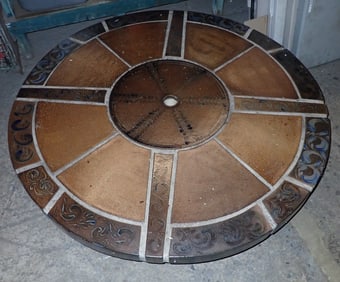 German Ceramic Table Top & Stools