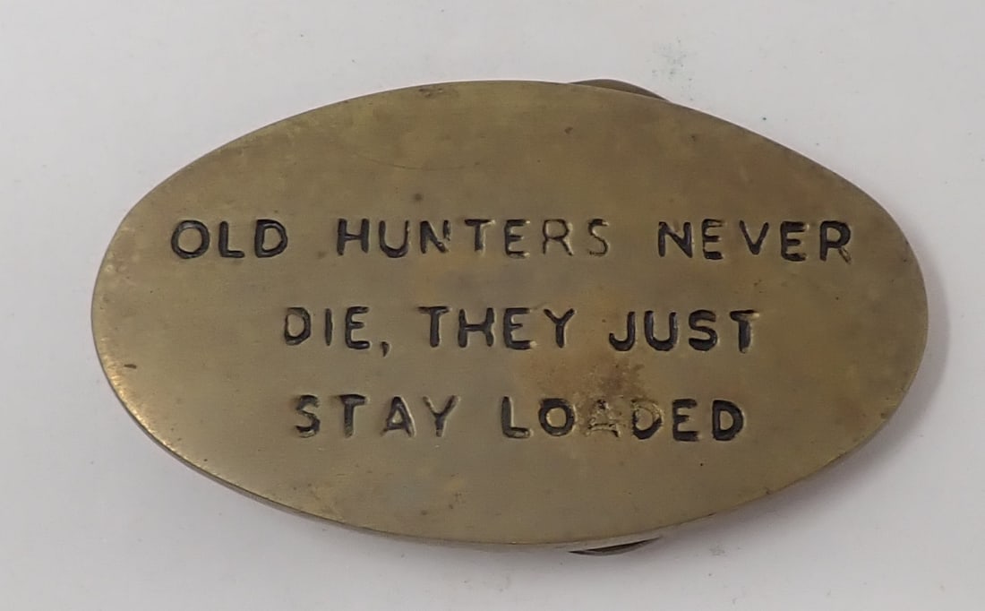 Brass Hunters Belt Buckle: Approx 1 7/8" x 3 3/8". Shipping available