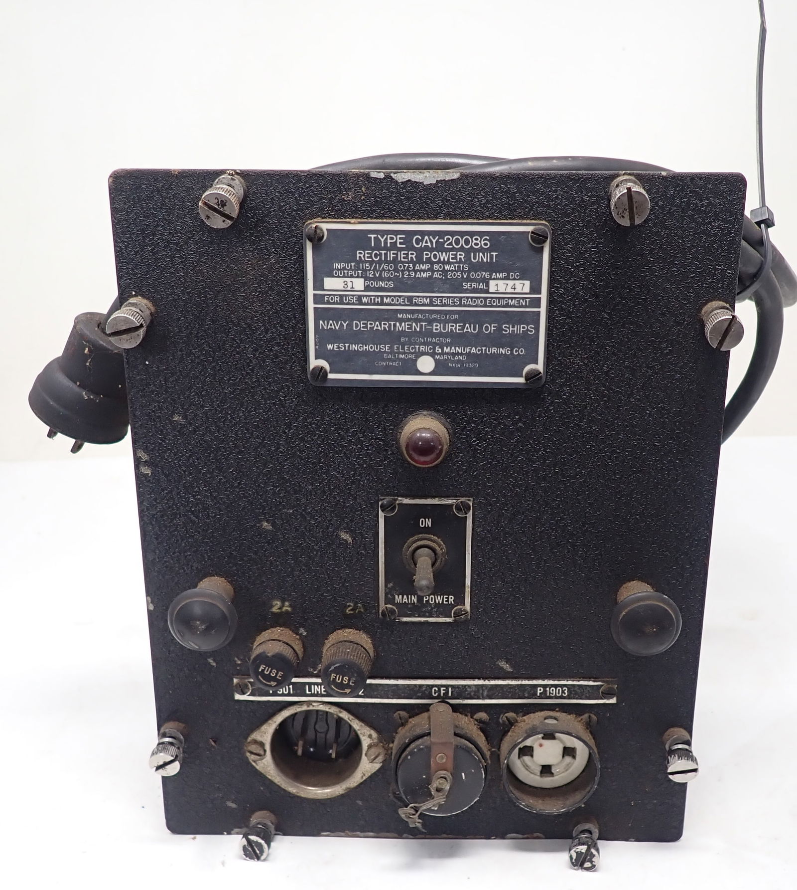 Navy Dept Rectifier Power Unit Westinghouse (1 of 5)