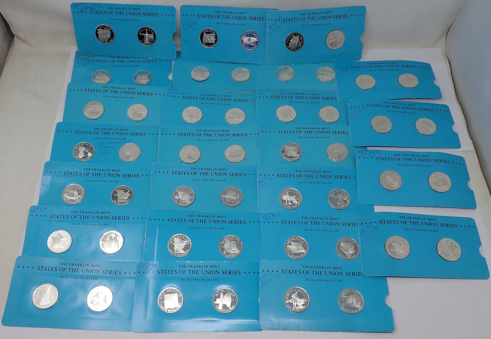 Franklin Mint States of The Union Solid Sterling Silver Proof Medals (1 of 11)