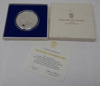 1974 Panama 20 Balboas Coin Sterling Silver Proof