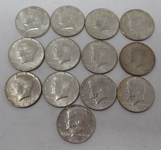 (13)1969 Kennedy Half Dollars: Shipping available