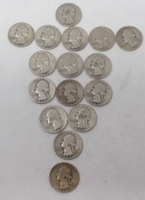 (16) 1940's & 1934 Washington Silver Quarters