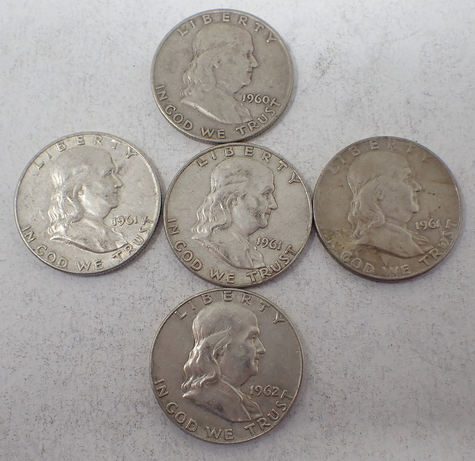 1960 1961 1963 Franklin Silver Half Dollars (1 of 7)
