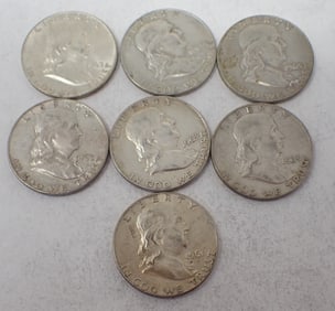 1961 1963 Benjamin Franklin Silver Halves