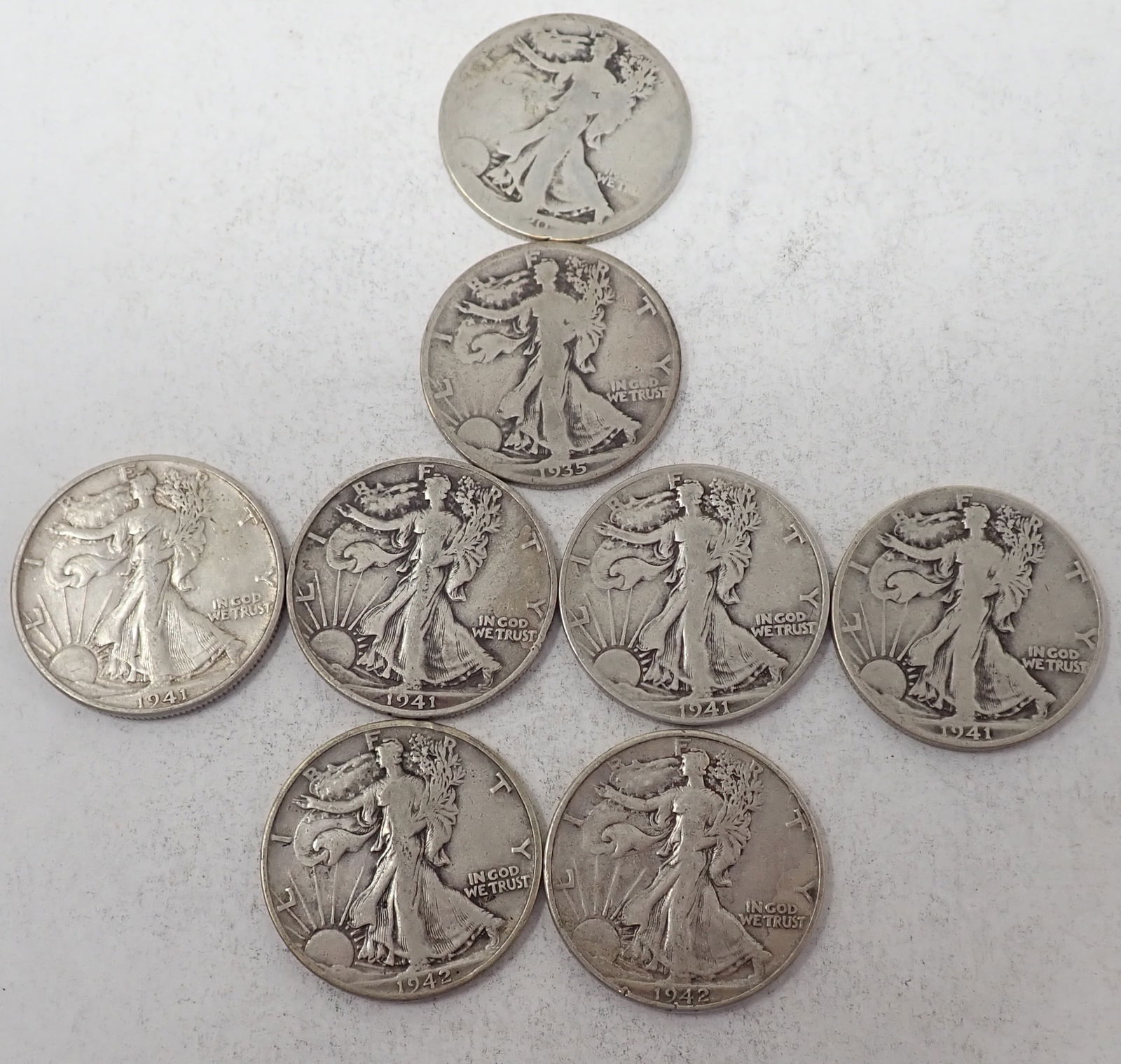 1920 1935 1941 1942 Walking Liberty Half Dollars (1 of 7)