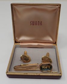 Swank Fly Fishing TIe Clip & 10k Gold Cufflinks
