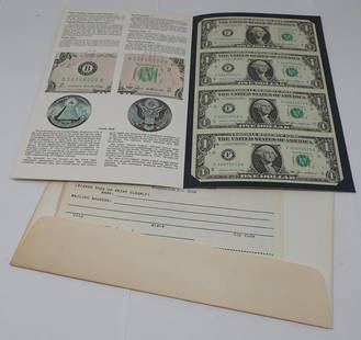 1985 Series Uncut Sheet Dollar Bills: $1 bills. Shipping available