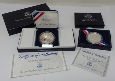1991 USO Silver Dollar Proof & Uncirculated