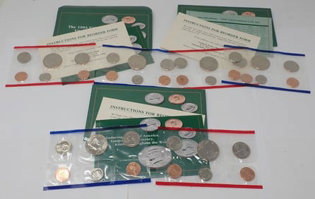 (3) 1993 United States Mint Uncirculated Coin Sets