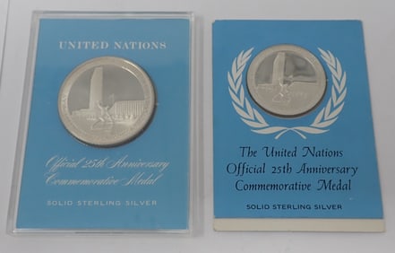 United Nations 25th Anniversary Sterling Silver Medals