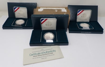 (3) 1994 U.S Vietnam Veterans Silver Proof Dollars