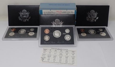 (3) 1992 United States Mint Silver Proof Sets