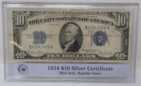1934 D $10 Silver Certificate Ble Seal