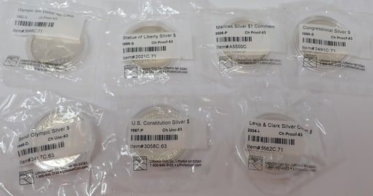 (7) Silver Dollar Proof Commemorative Coins