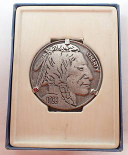 1938 Buffalo Nickel Style Money Clip: Apprx 1 1/2" in diameter. Shipping available