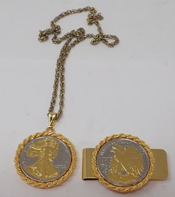 Half Dollar Style Pendant & Money Clip