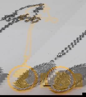 Half Dollar Style Pendant & Money Clip: Not believed to be real coins. Sold as pictured. Shipping available