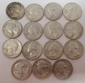 (15) 1964 Washington Silver Quarters