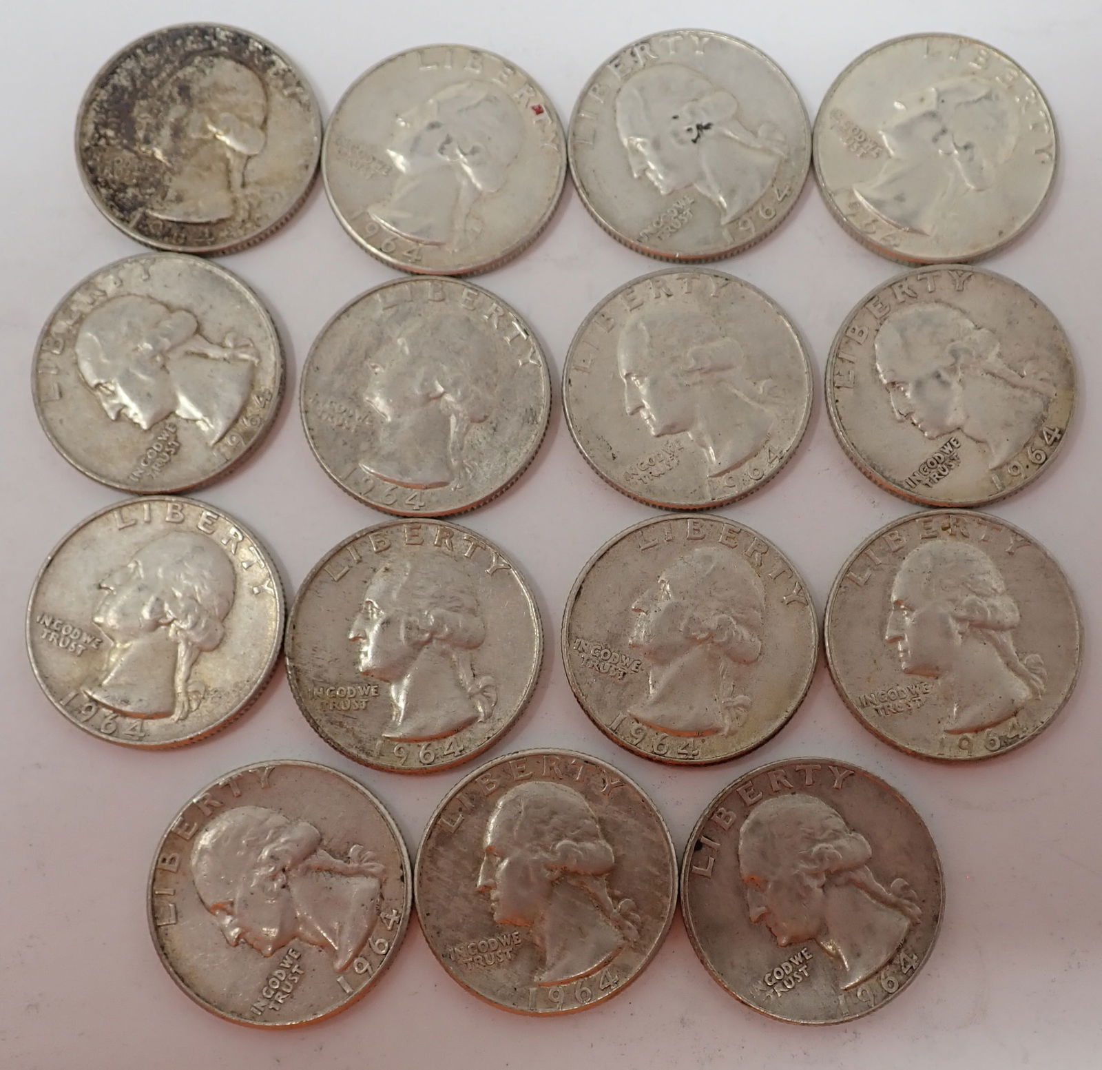 (15) 1964 Washington Silver Quarters (1 of 2)